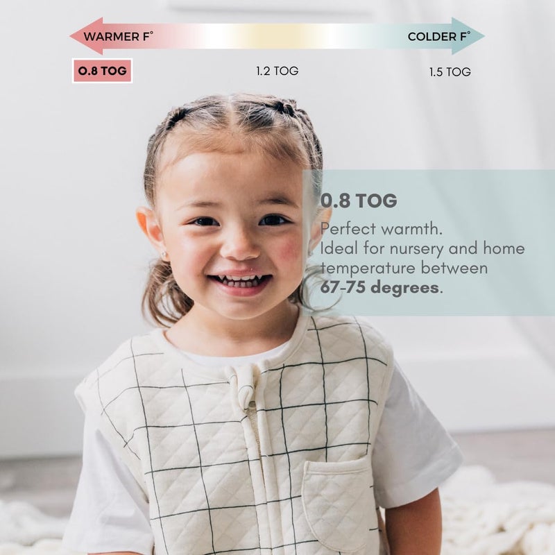 Tealbee Dreamsuit Toddler Sleep Sack with Feet - Walker Sleep Bag with Legs, Rayon made from Bamboo, Summer 0.8 TOG, 2-Way Zipper, 12m-2T - Checkered - Image 4
